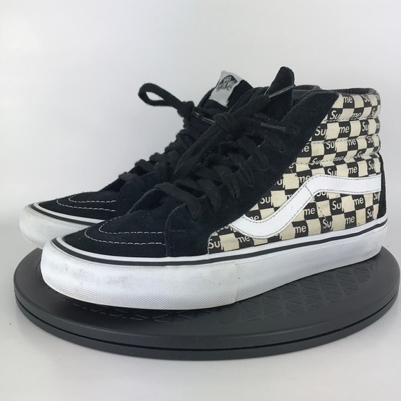 Vans Other - Vans x Supreme Sk8-Hi Pro Checkered Black/White Skate Shoes Men's Size 8.5